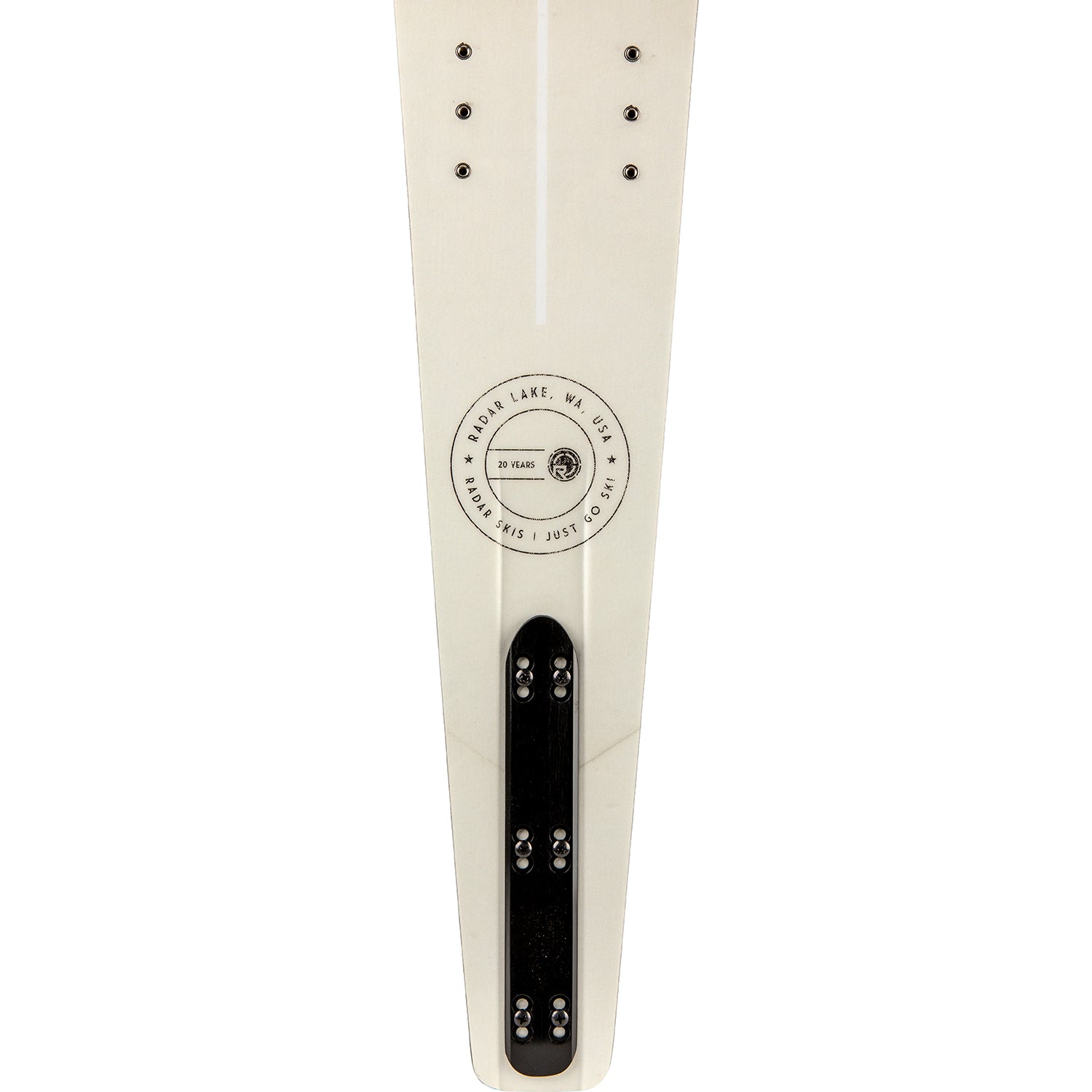 2027 Radar Lyric Alloy slalom ski — base and fin block detail