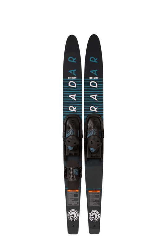 2027 Radar Origin combo skis Black / Battleship Blue 59 inch — pair with training bar and horseshoe bindings