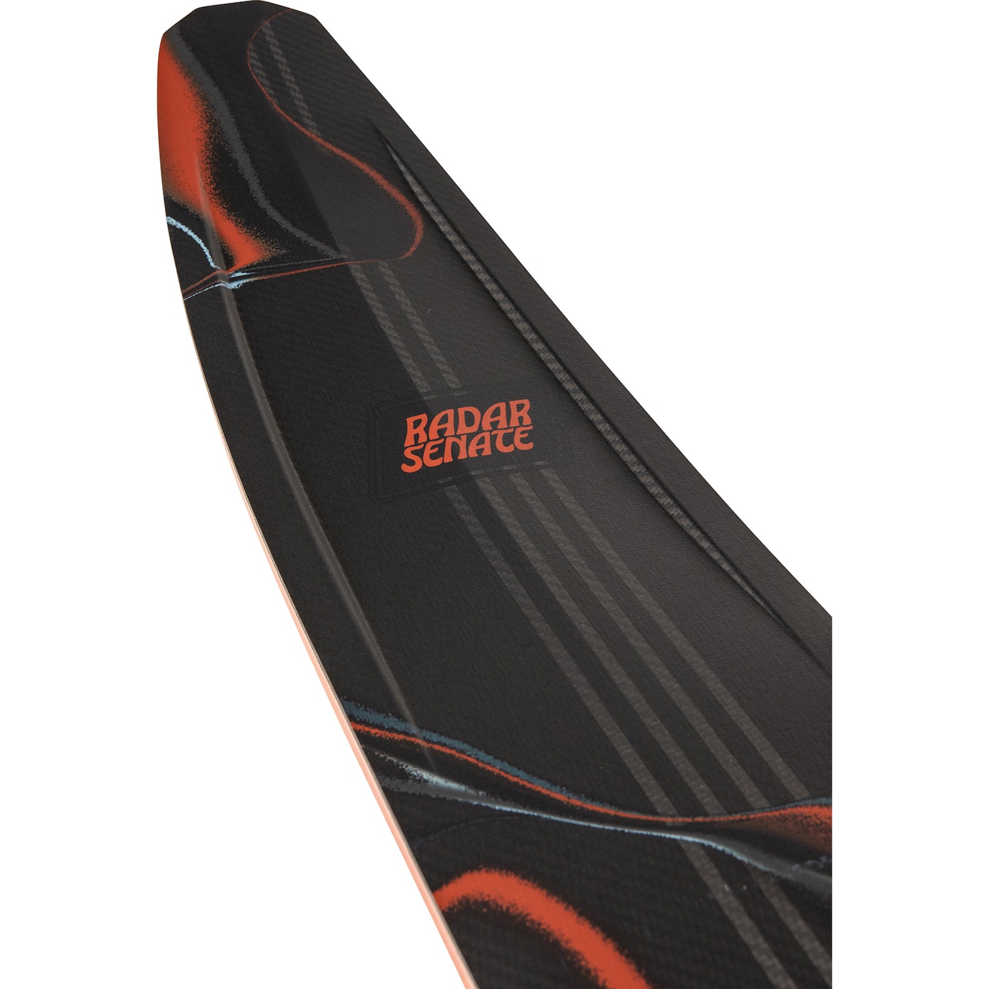 2027 Radar Senate Graphite slalom ski Carbon / Matte Black Flash — topsheet and tip detail