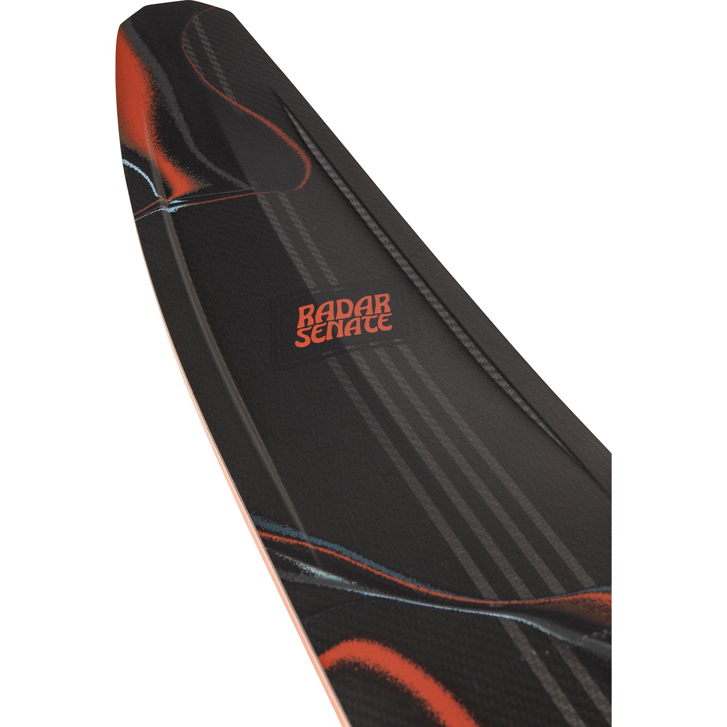2027 Radar Senate Graphite slalom ski Carbon / Matte Black Flash — topsheet and tip detail