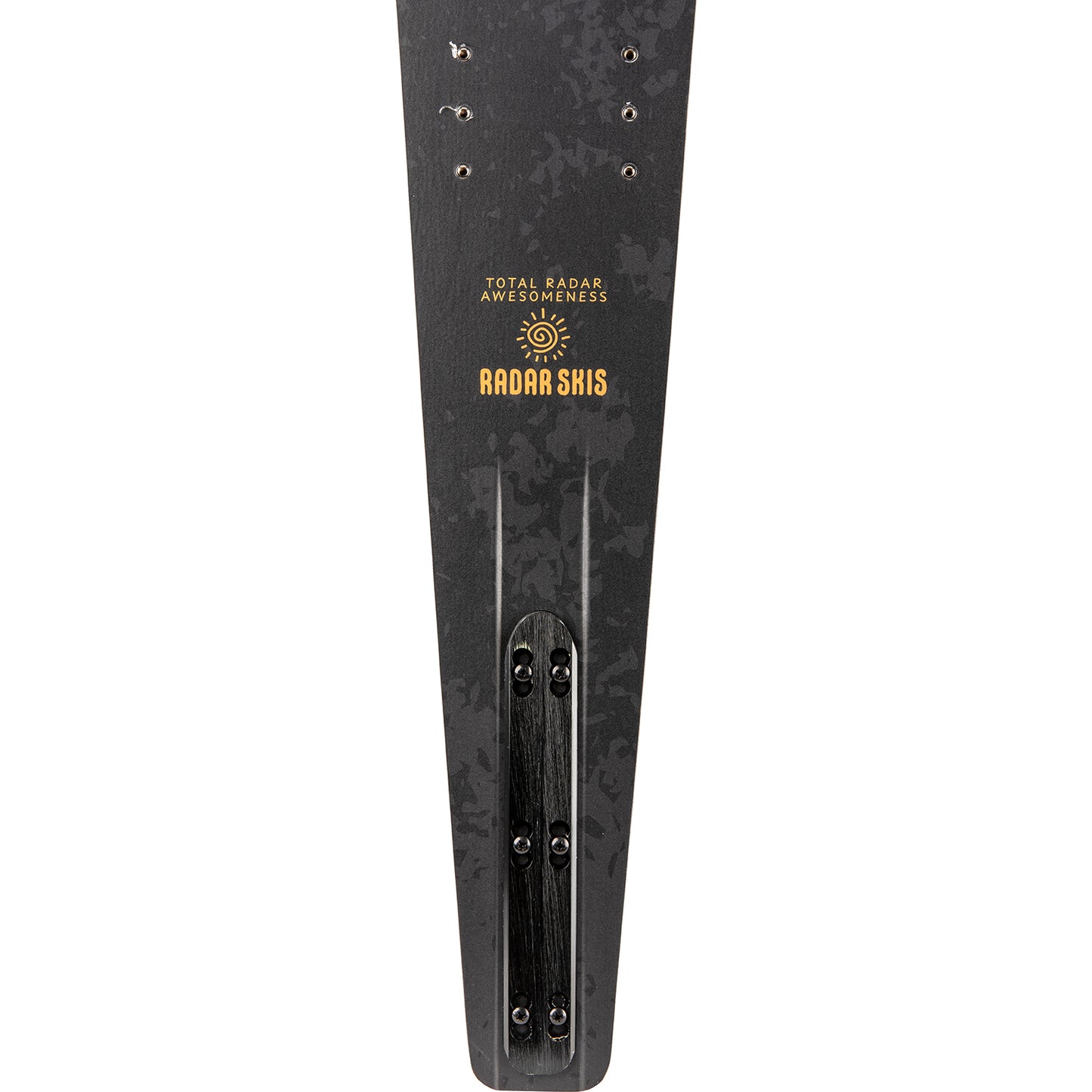 2027 Radar TRA slalom ski — base and fin block detail