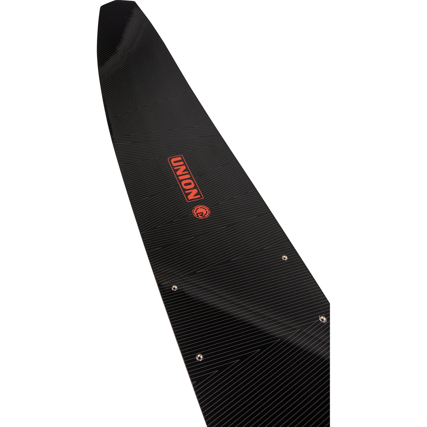 2027 Radar Union slalom ski Black / Race Red — topsheet and tip detail
