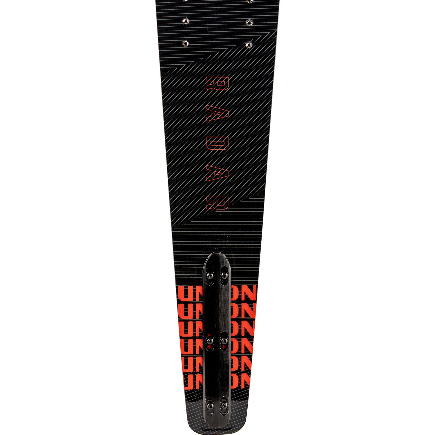 2027 Radar Union slalom ski — base and fin block detail