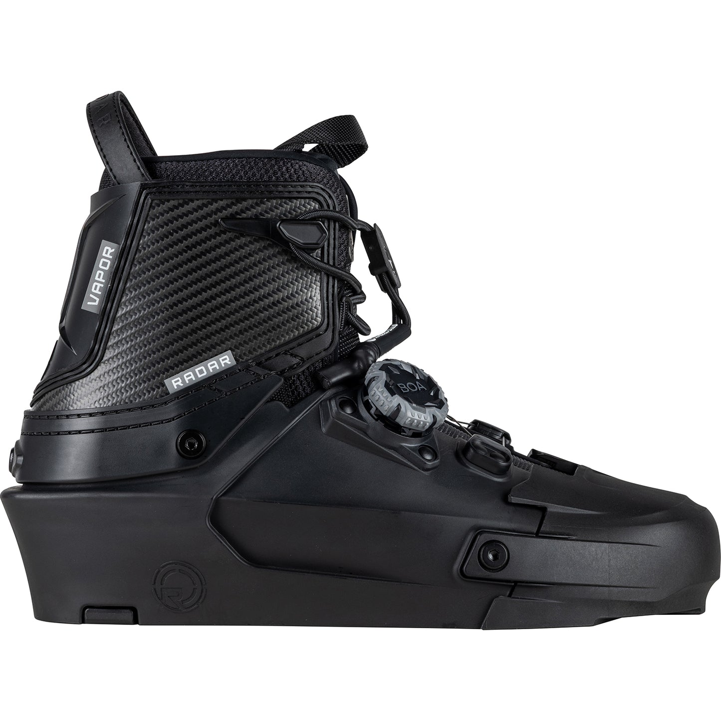 2027 Radar Vapor BOA right boot Grey / Carbitex — lateral side showing Carbitex cuff and BOA M4 dial