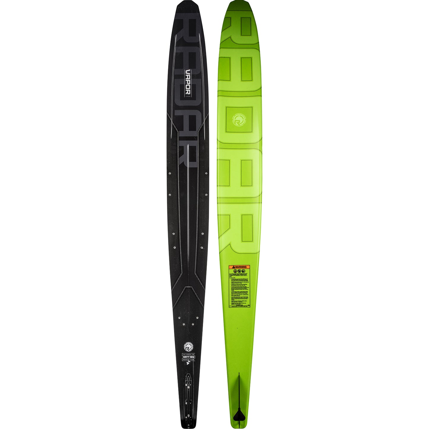 2027 Radar Vapor Lithium slalom ski Carbon / Black / Neon — topsheet and base