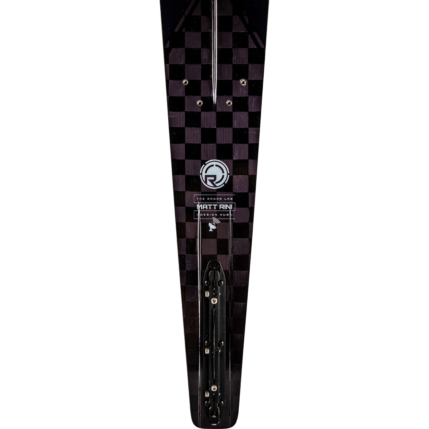 2027 Radar Vapor Pro Build slalom ski Textreme / Indigo — True Feel Base and fin block detail