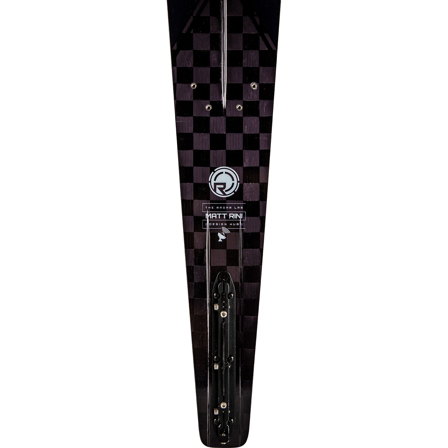 2027 Radar Vapor Pro Build slalom ski Textreme / Indigo — True Feel Base and fin block detail