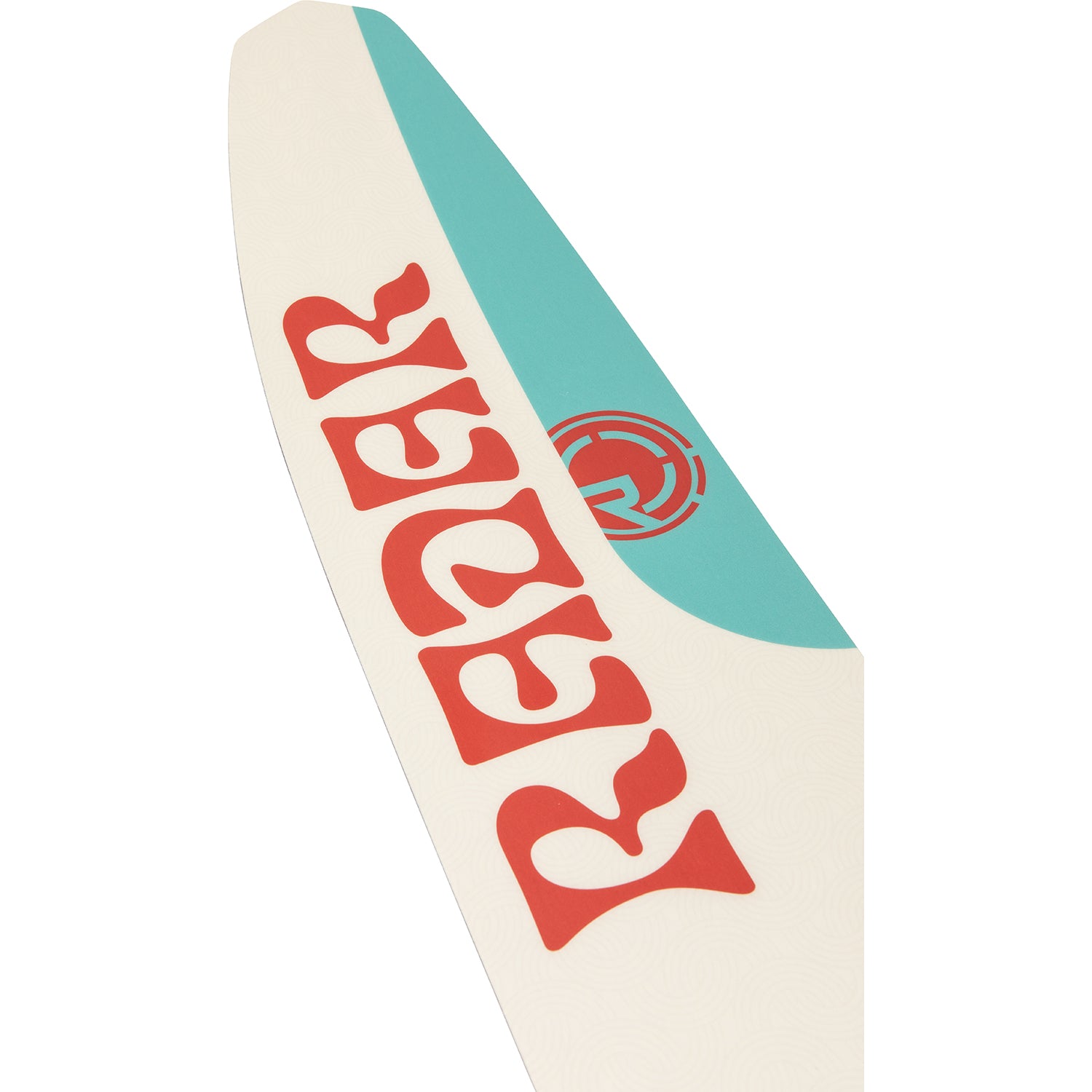 2027 Radar Womens Session slalom ski Cream / Teal — topsheet and tip detail