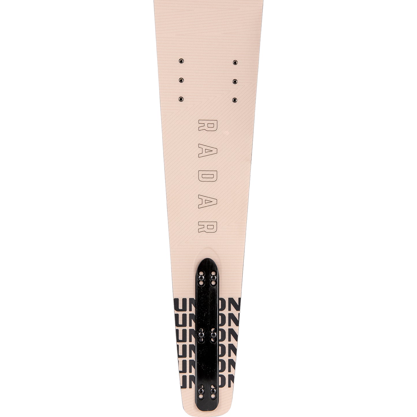 2027 Radar Womens Union slalom ski — base and fin block detail