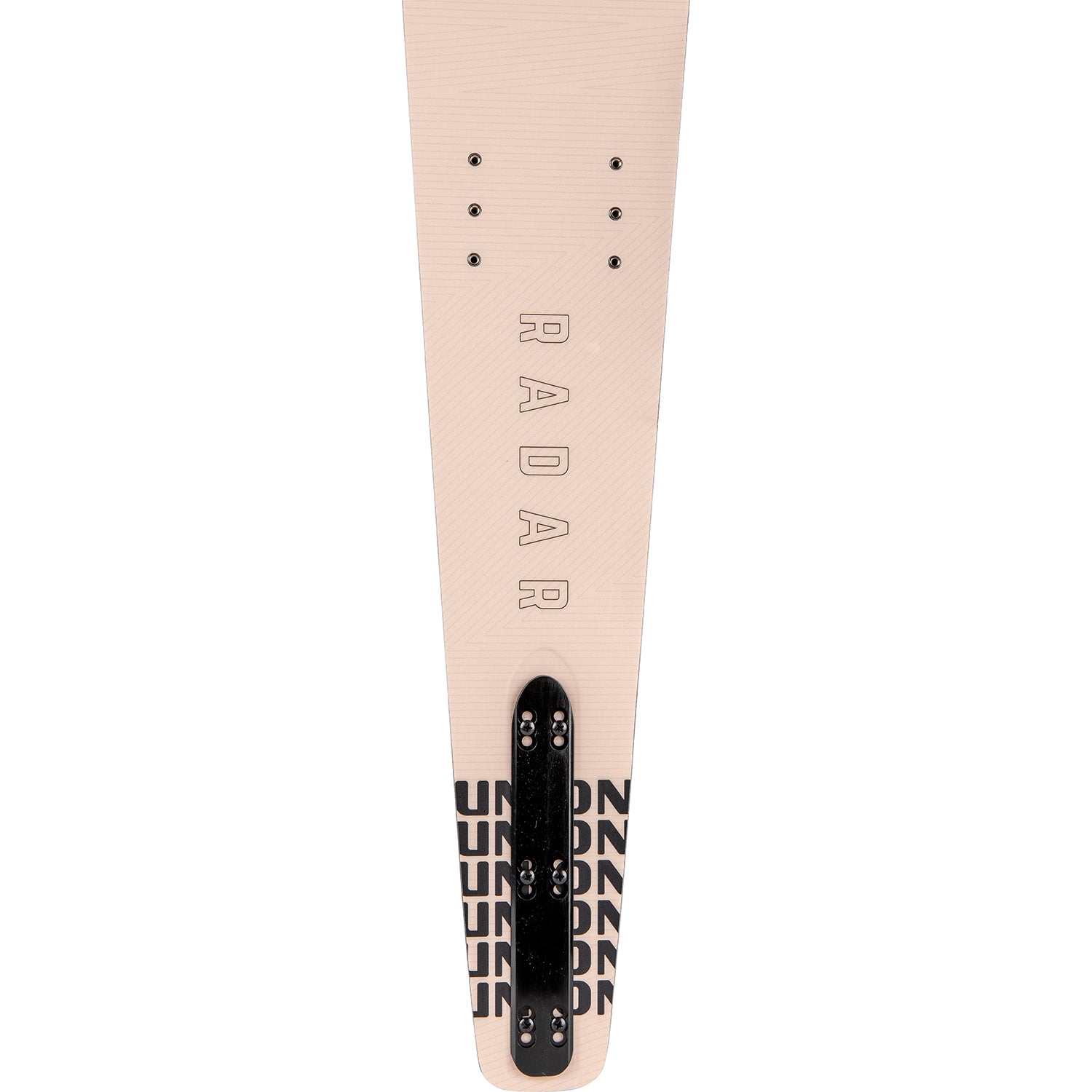 2027 Radar Womens Union slalom ski — base and fin block detail