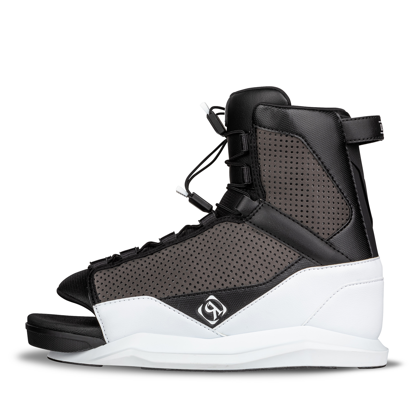 2027 Ronix District Wakeboard Boots White / Black — open toe and lacing detail