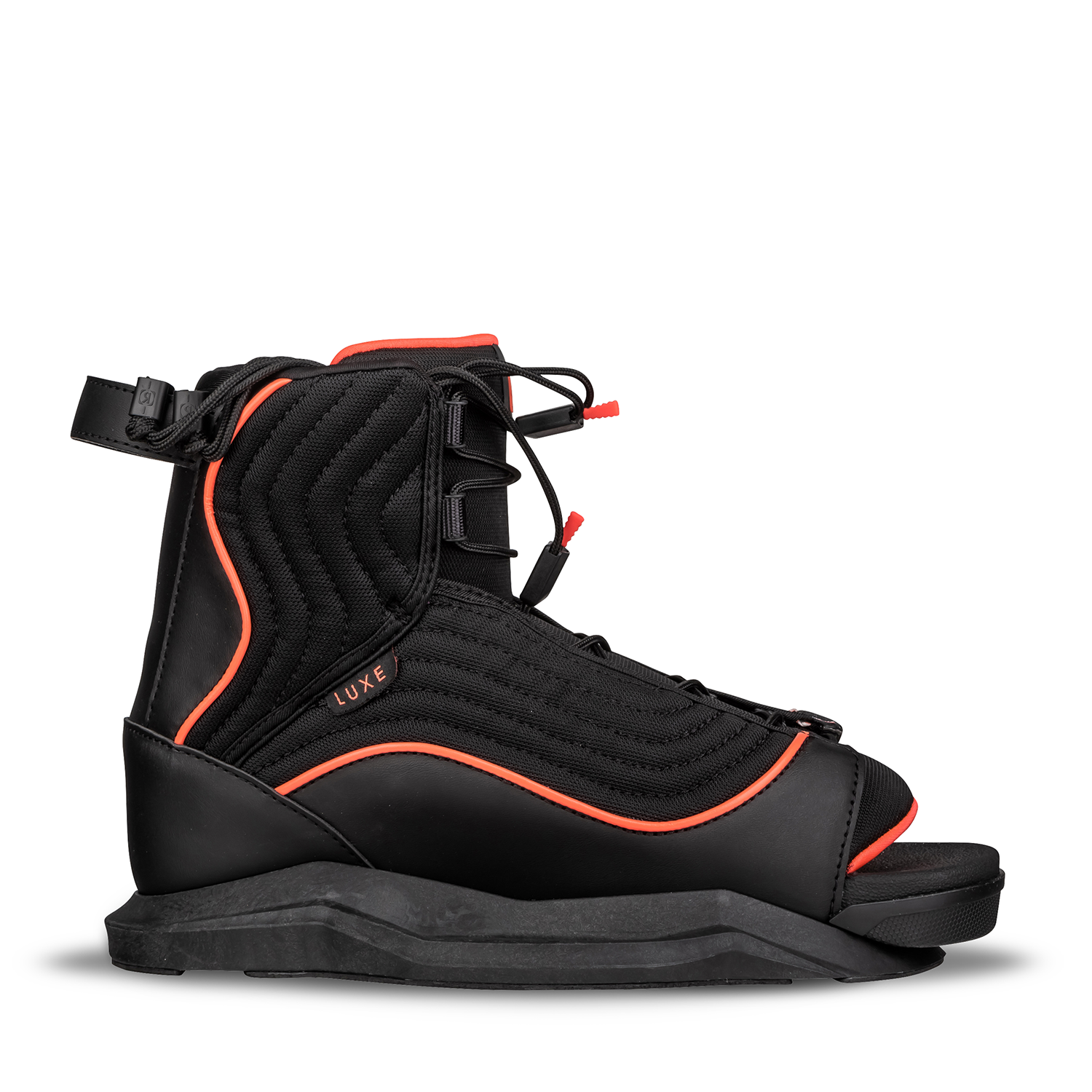 2027 Ronix Luxe Womens Wakeboard Boots Black / Coral — AutoLock lacing detail