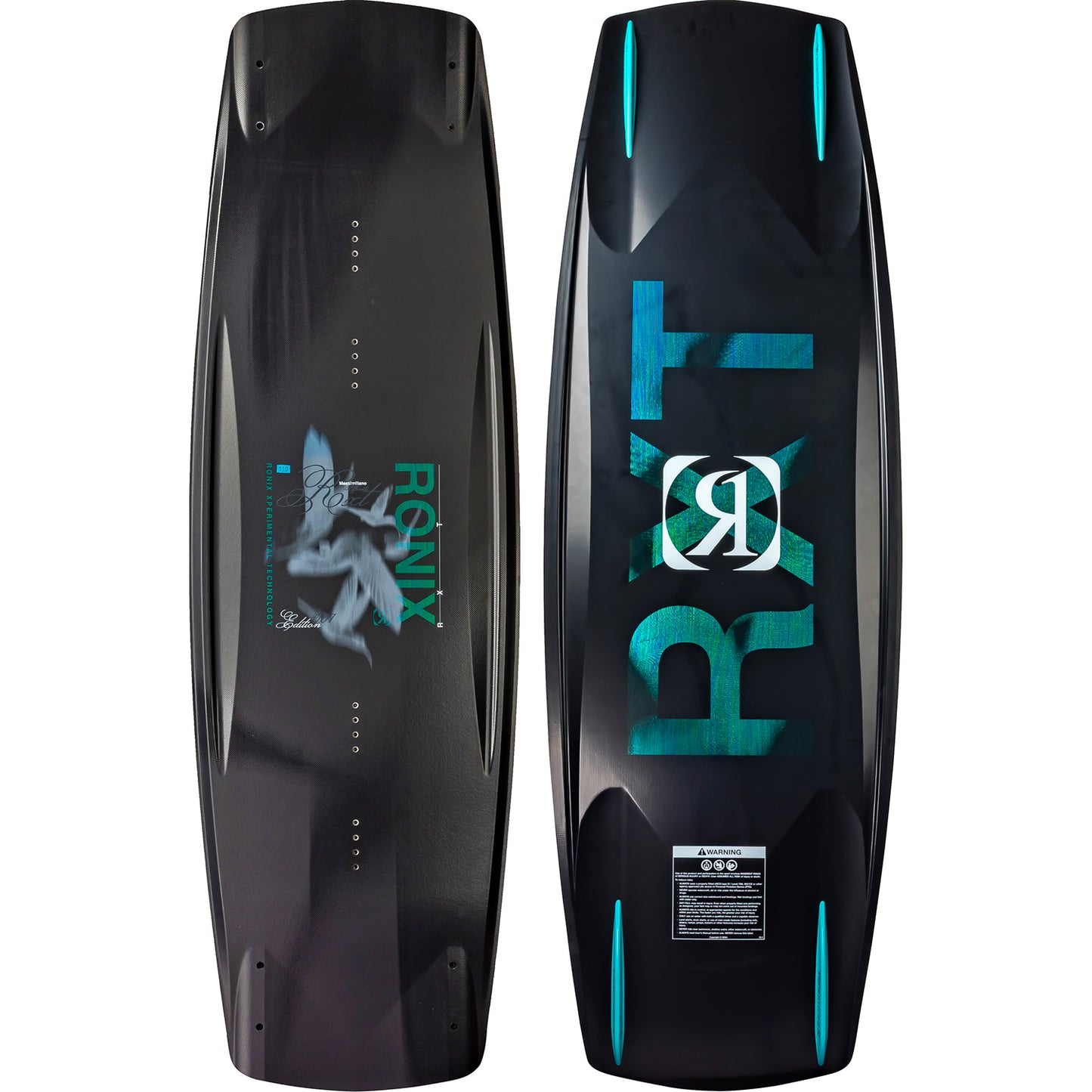2027 Ronix RXT Blackout Technology Wakeboard Black / Holographic — topsheet and base