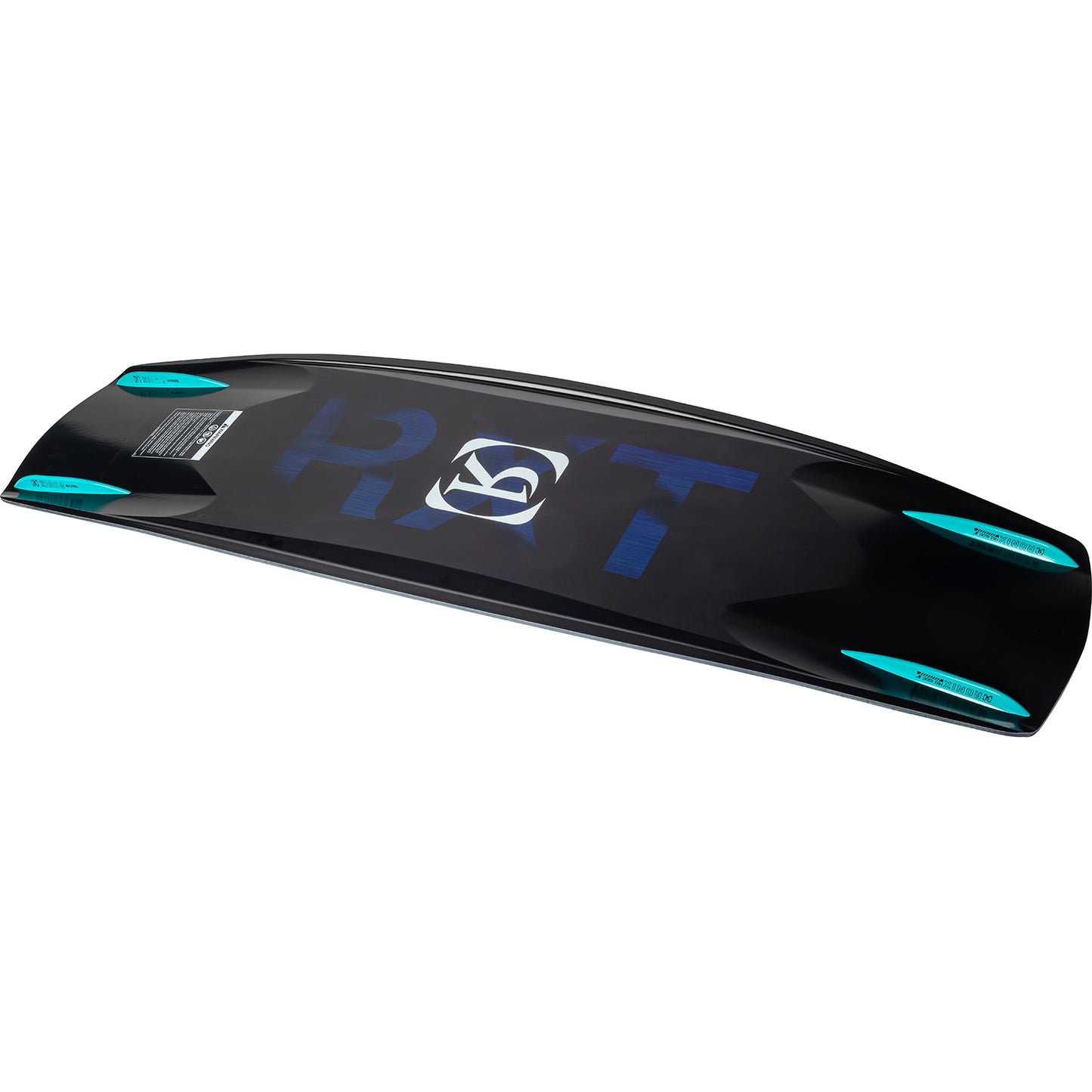 2027 Ronix RXT Blackout Technology Wakeboard Black / Holographic — angled topsheet with continuous rocker profile