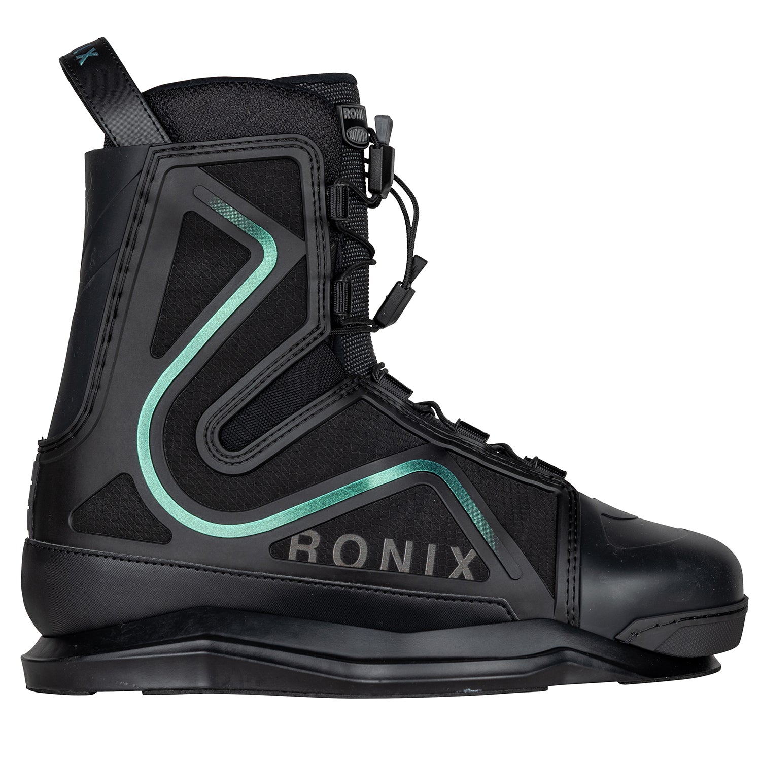 2027 Ronix RXT Wakeboard Boots Black / Holographic — AutoLock lacing and moulded tongue