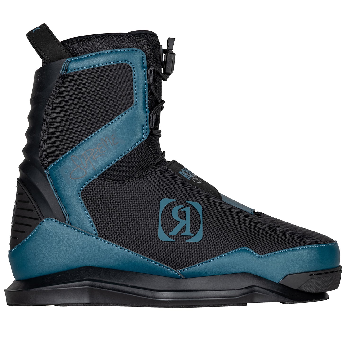 2027 Ronix Supreme BOA Wakeboard Boots Aviation Blue — BOA dial and PerformFit Wrap detail