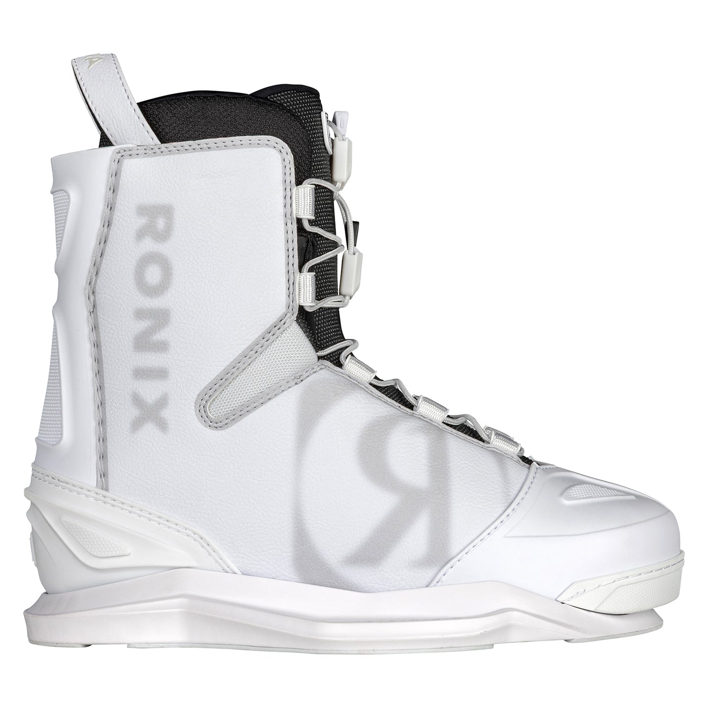 2027 Ronix Utopia Wakeboard Boots White / Smoke — Mainframe 2.0 high cut and heel panel detail