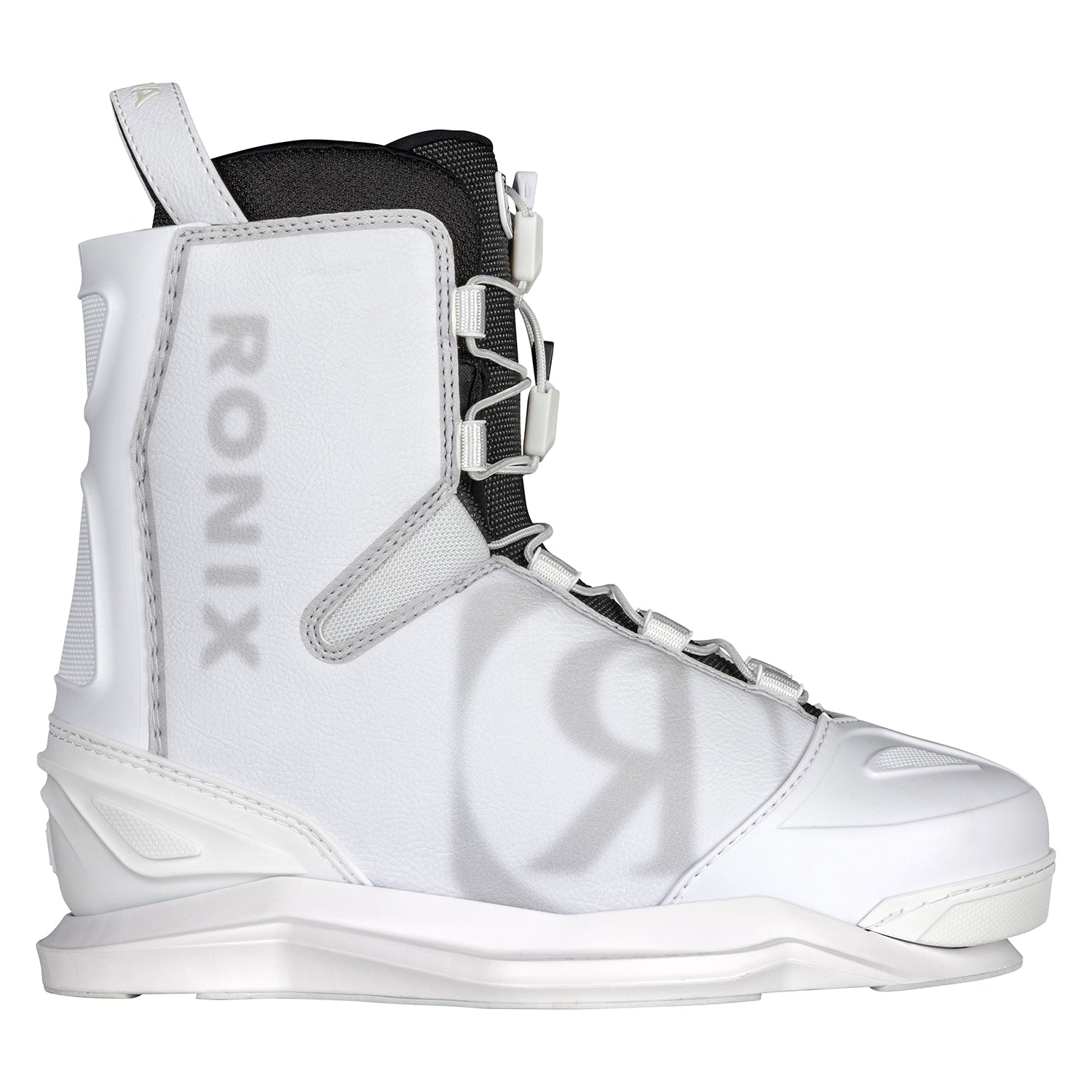 2027 Ronix Utopia Wakeboard Boots White / Smoke — Mainframe 2.0 high cut and heel panel detail