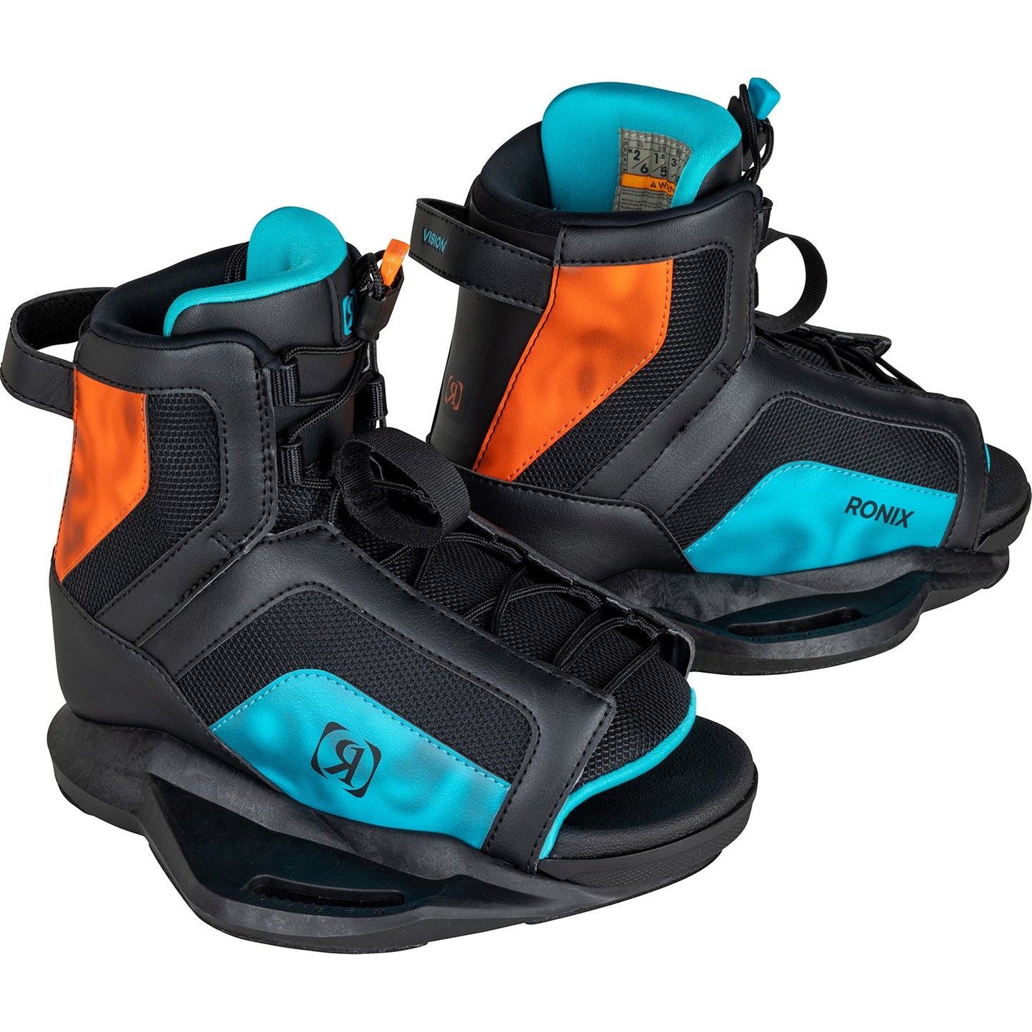 2027 Ronix Vault Wakeboard Package — Vision kids boots, Black / Blue / Hot Red, side profile