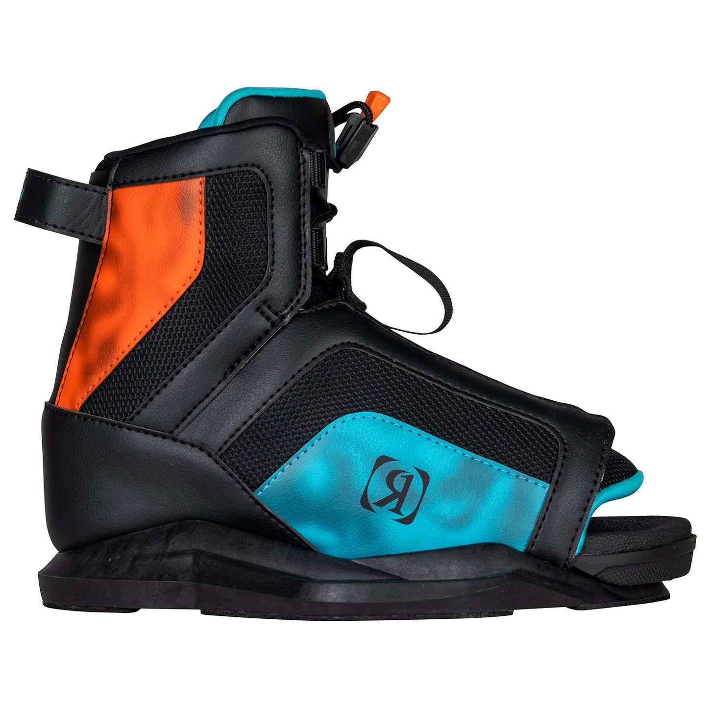 2027 Ronix Vision Kids Wakeboard Boots Black / Blue / Hot Red — AutoLock lacing and easy entry detail