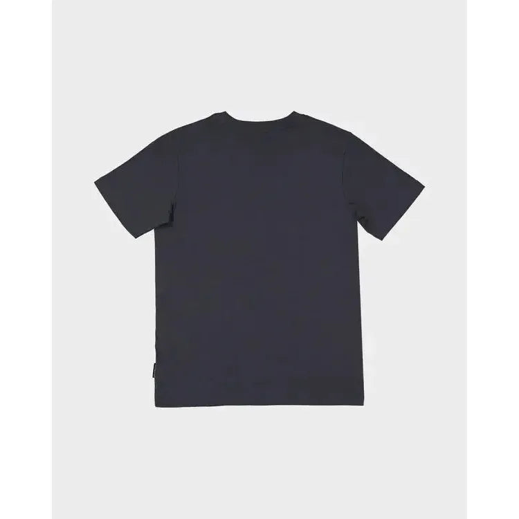 Plain black short sleeve t-shirt for surfing, skate, or casual wear, back view