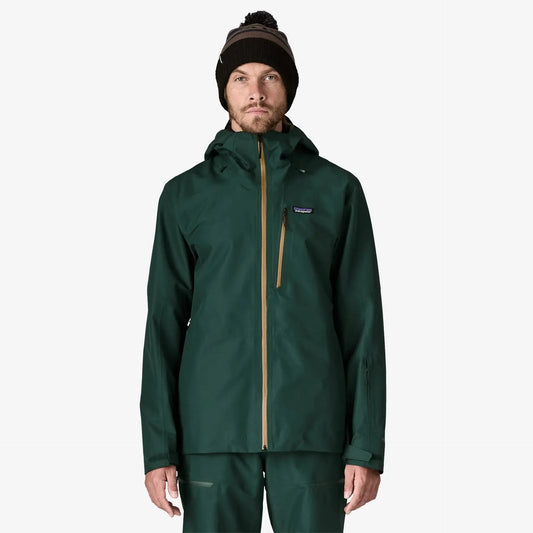 Patagonia Men's Powder Town Jacket | Cascade Green | Person wearing a snow jacket with a brand logo on a white background
