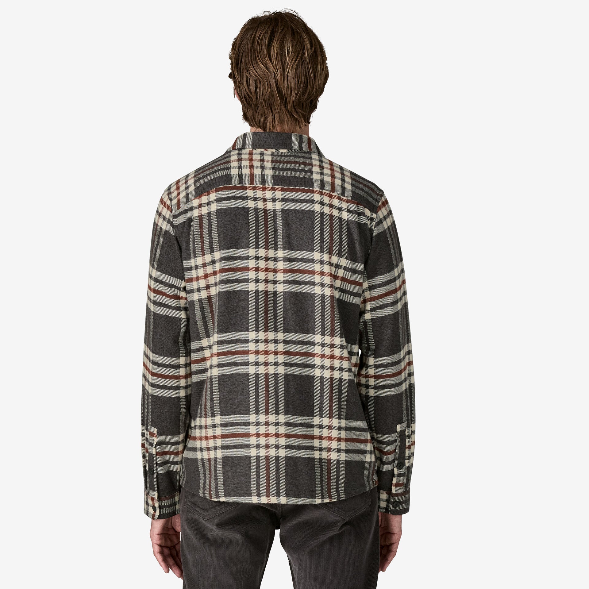 Patagonia Men's Fjord Flannel Shirt |Ink Black | Back view 