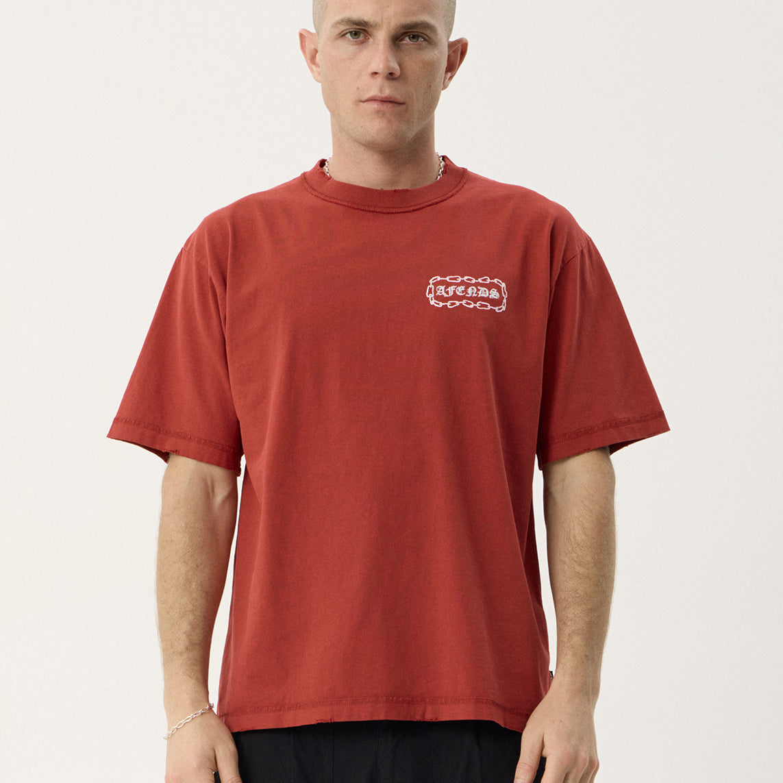 Afends Spiritual Heavyweight Boxy Tee Vintage Ketchup — front