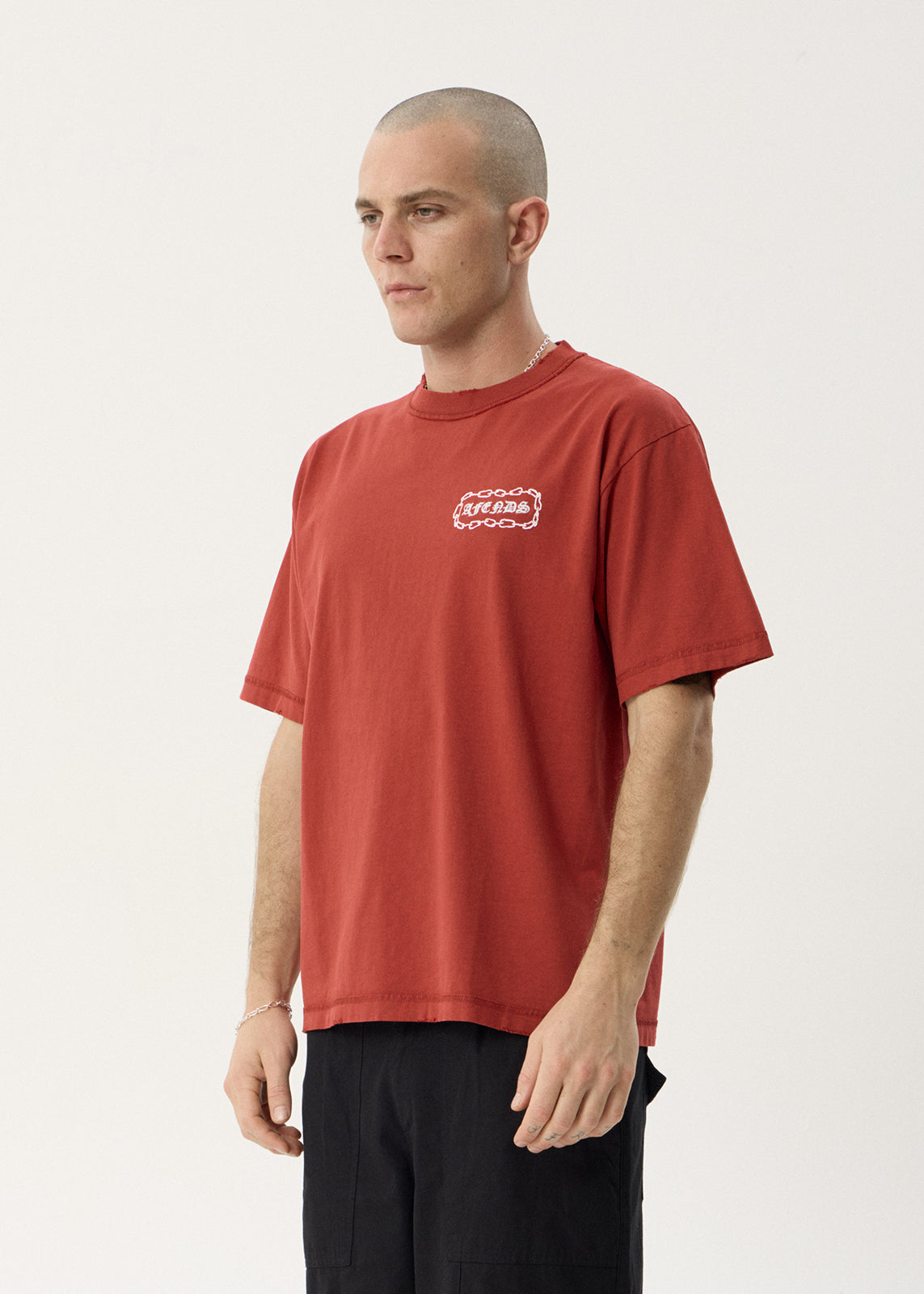 Afends Spiritual Heavyweight Boxy Tee Vintage Ketchup — side