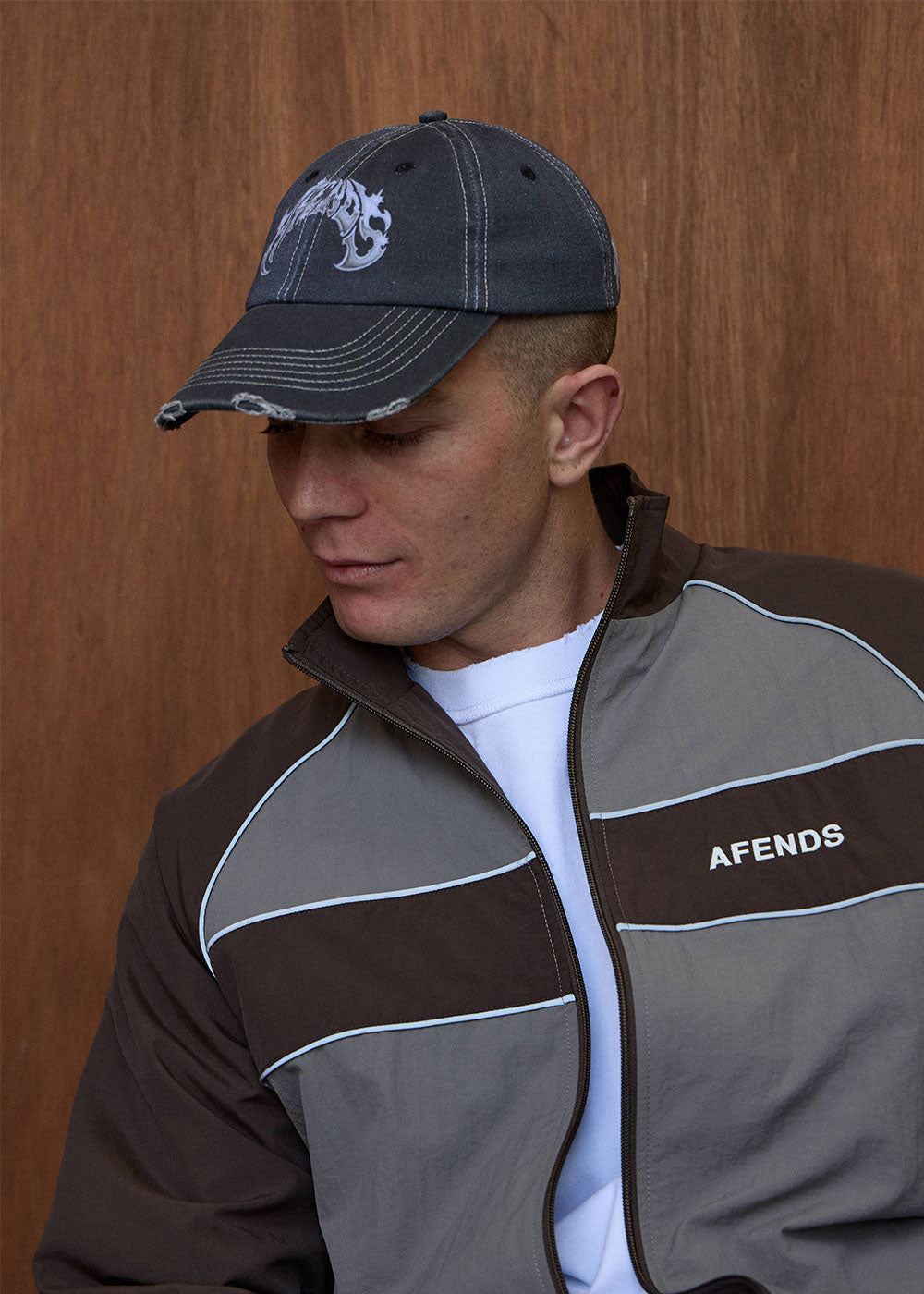 Afends Scorpius Six Panel Cap - Stone Black