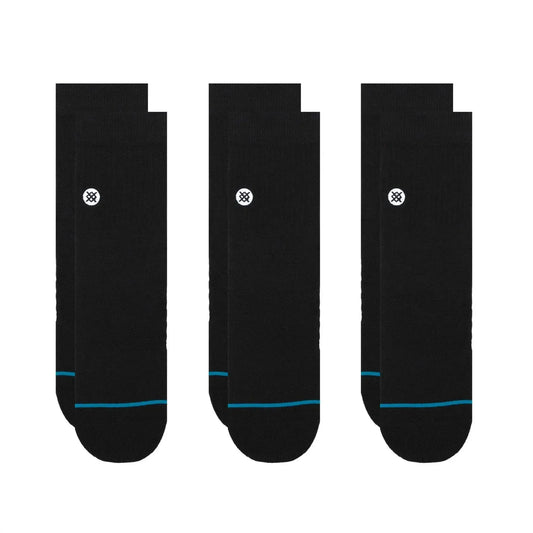 Stance Icon Quarter 3 Pack Socks - Black