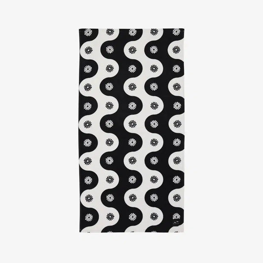 Slowtide Botanical Waves Beach Towel - Black