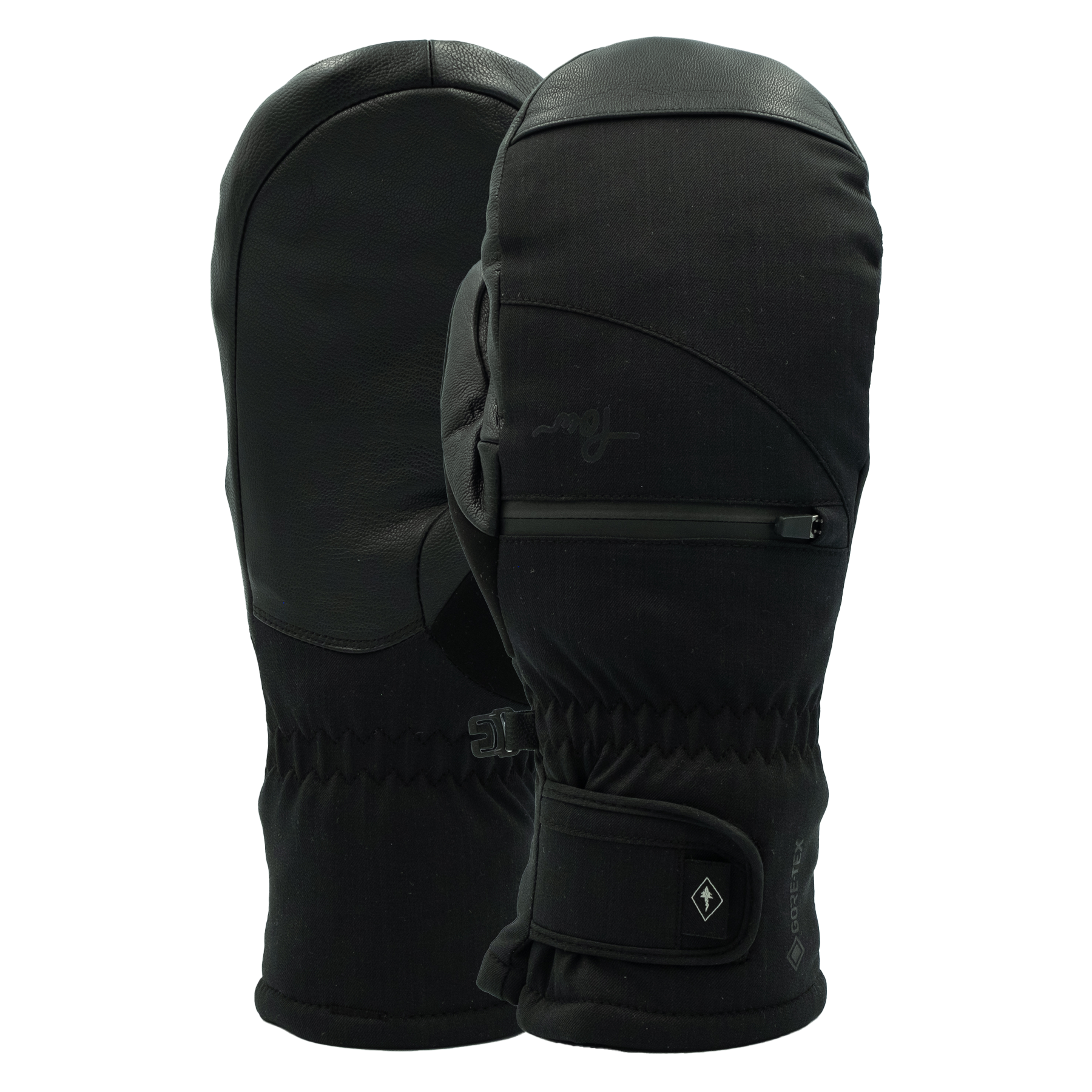 POW Cascadia GTX Short Mitt + Leather - Black - Front