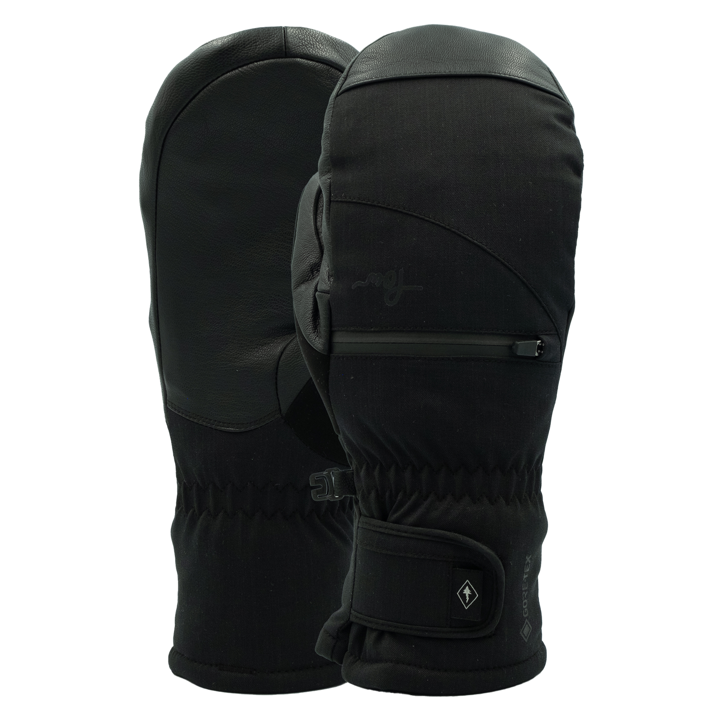 POW Cascadia GTX Short Mitt + Leather - Black - Front