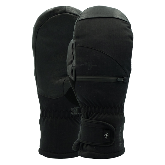 POW Cascadia GTX Short Mitt + Leather - Black - Front