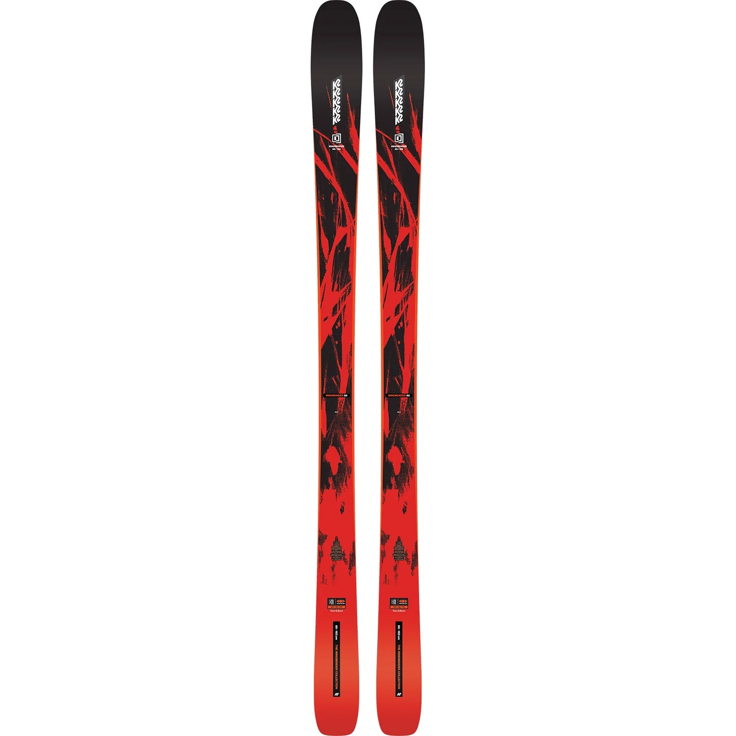 2026 K2 Mindbender 88 Mens Snow Skis Red and black skis on a white background