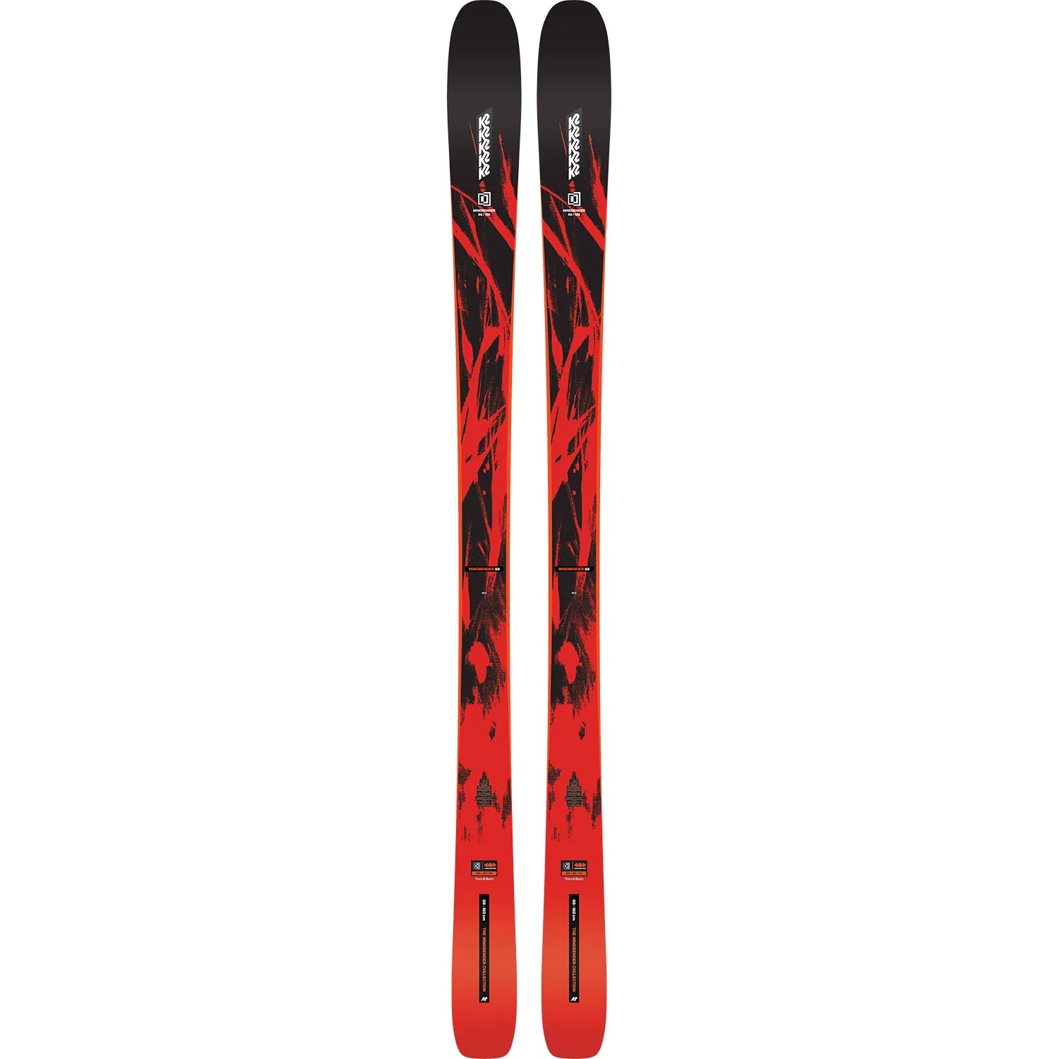 2026 K2 Mindbender 88 Mens Snow Skis Red and black skis on a white background