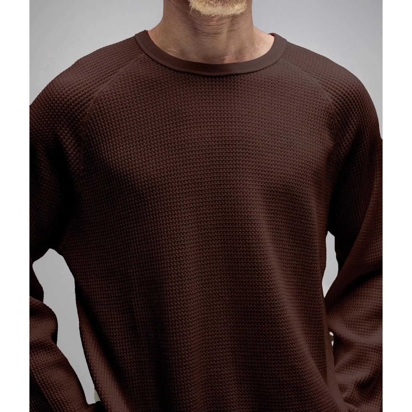 Former AG Raglan Waffle Jumper - Brown
