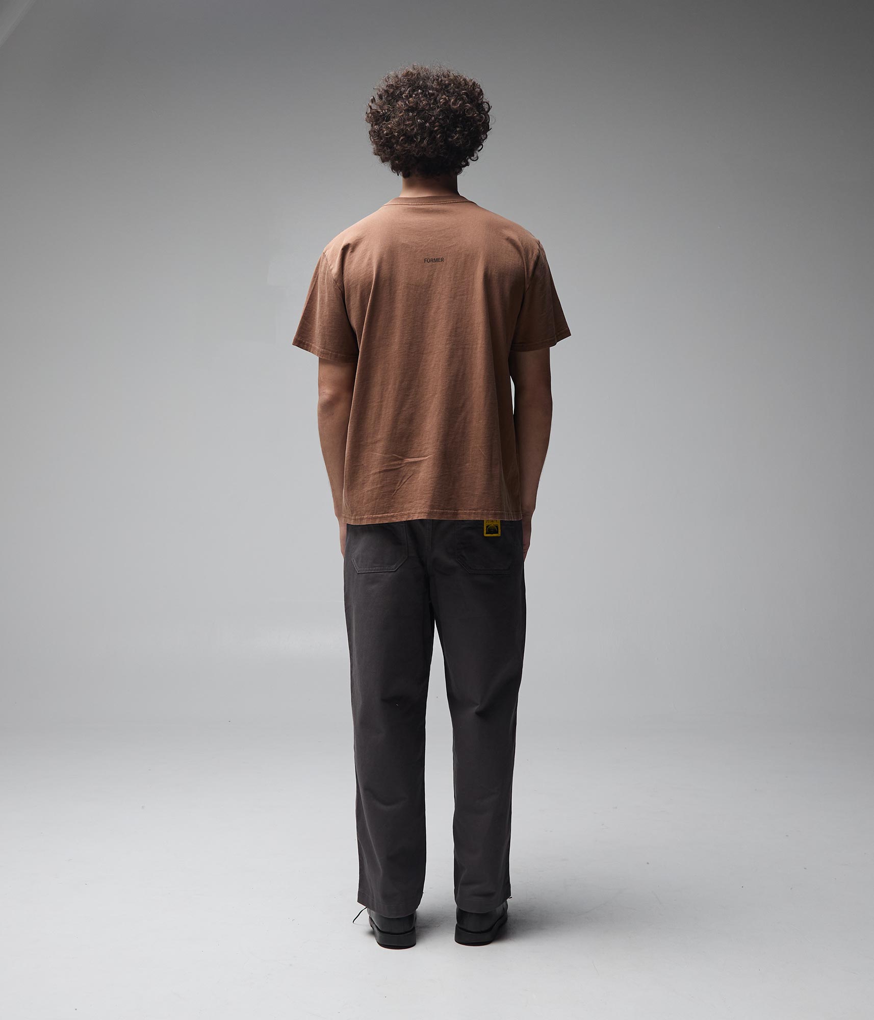 Former Crux Overdye T-Shirt Washed Bark — print and fabric detail
