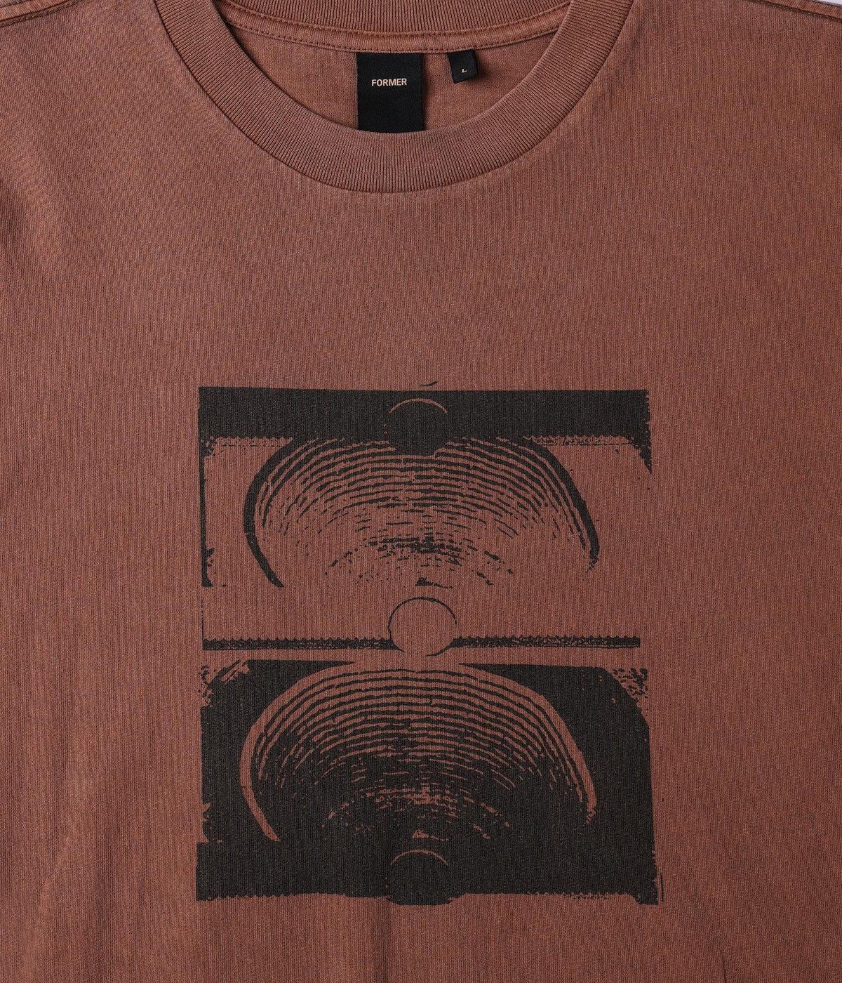 Former Crux Overdye T-Shirt Washed Bark — worn on model