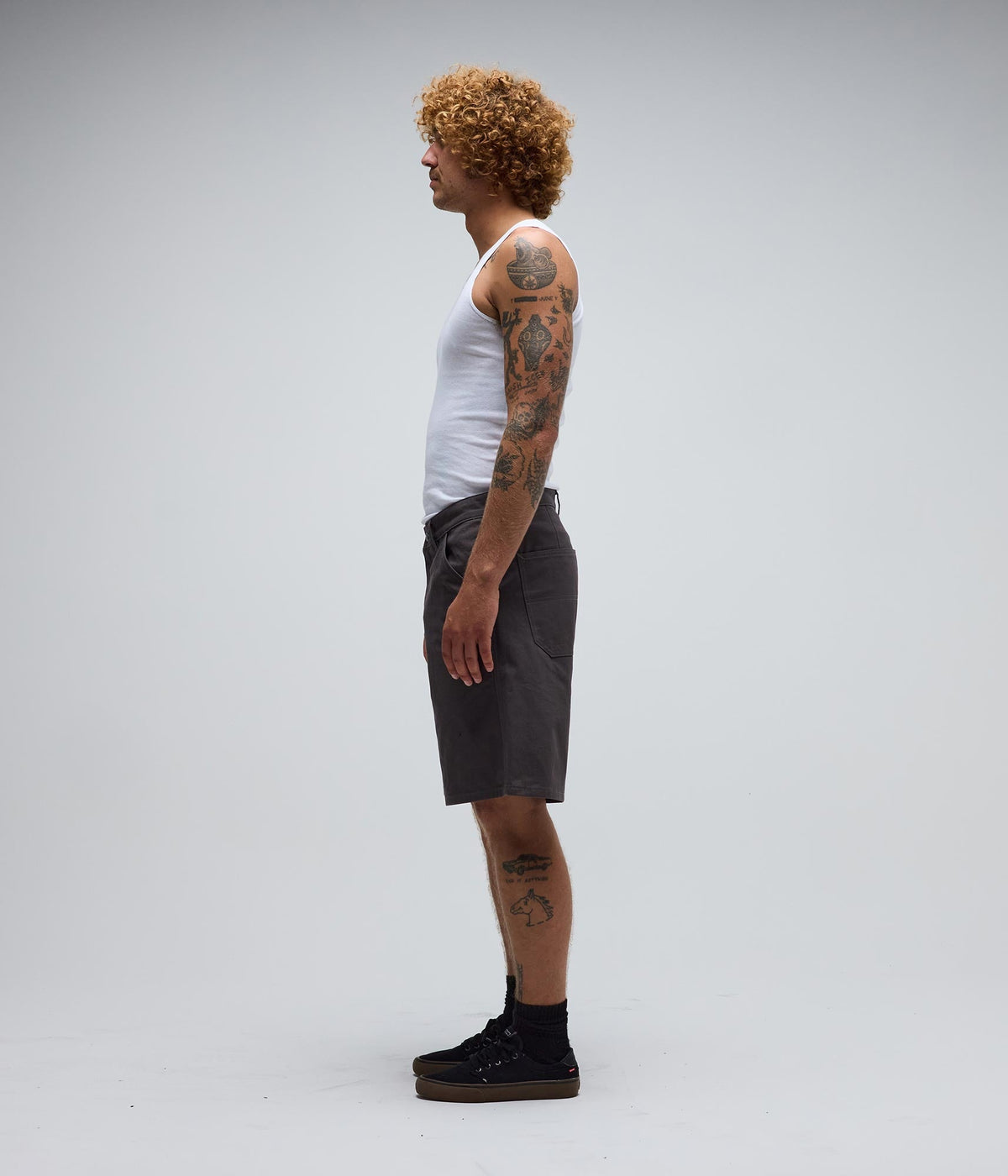 Former Reynolds 21" Walkshort Gunmetal — waistband and shank button detail