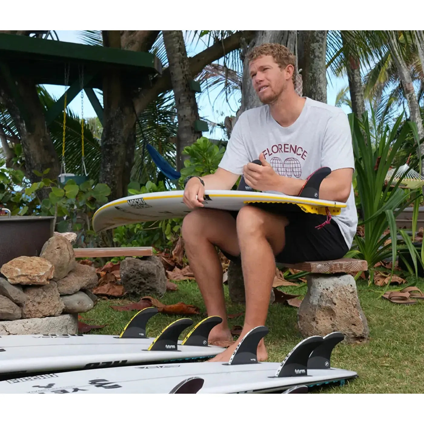John John Florence talking about his Futures John John Techflex Thruster Surfboard Fins 