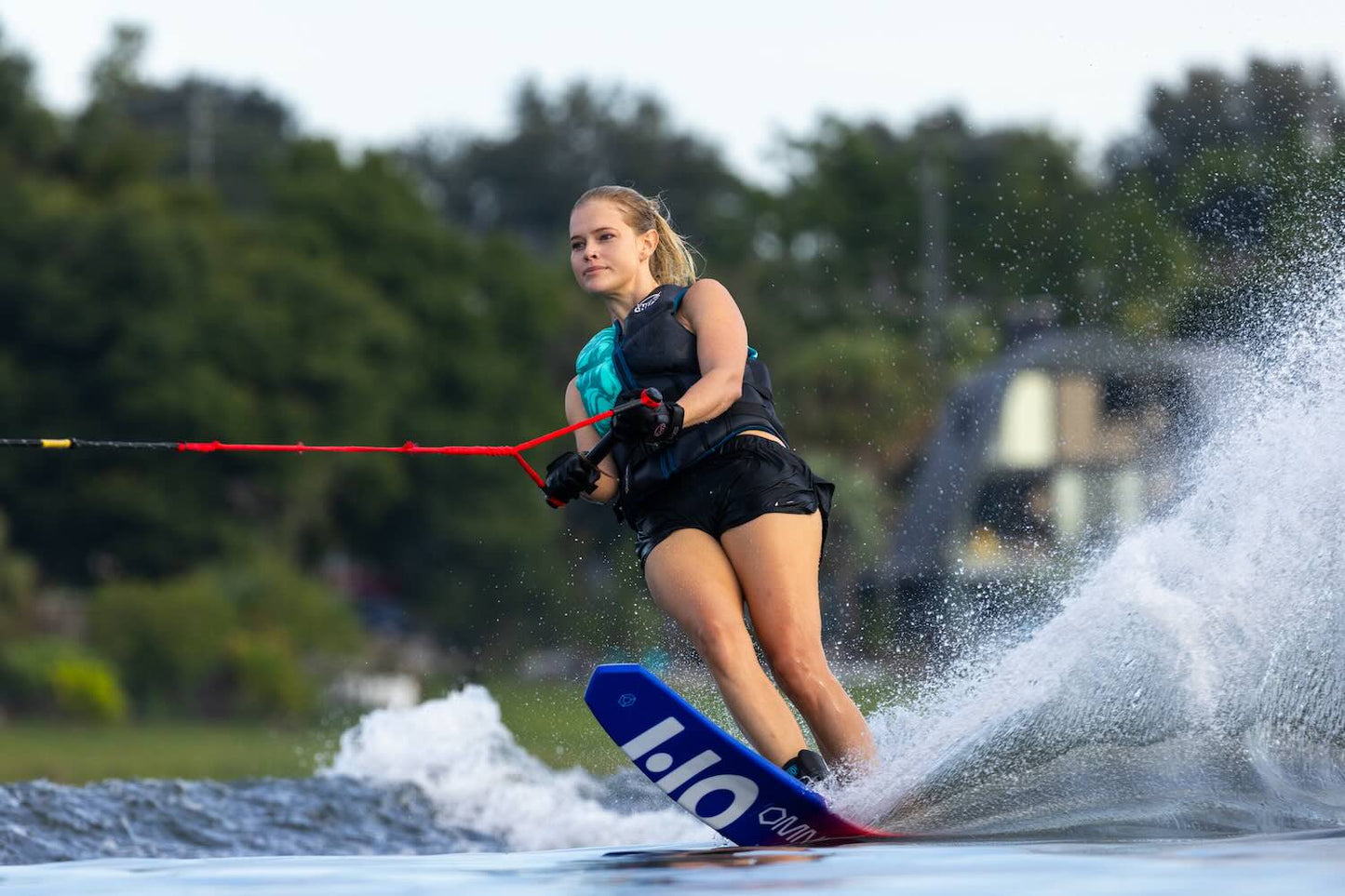 2027 HO Omni Ultra Slalom Ski — carving on open water