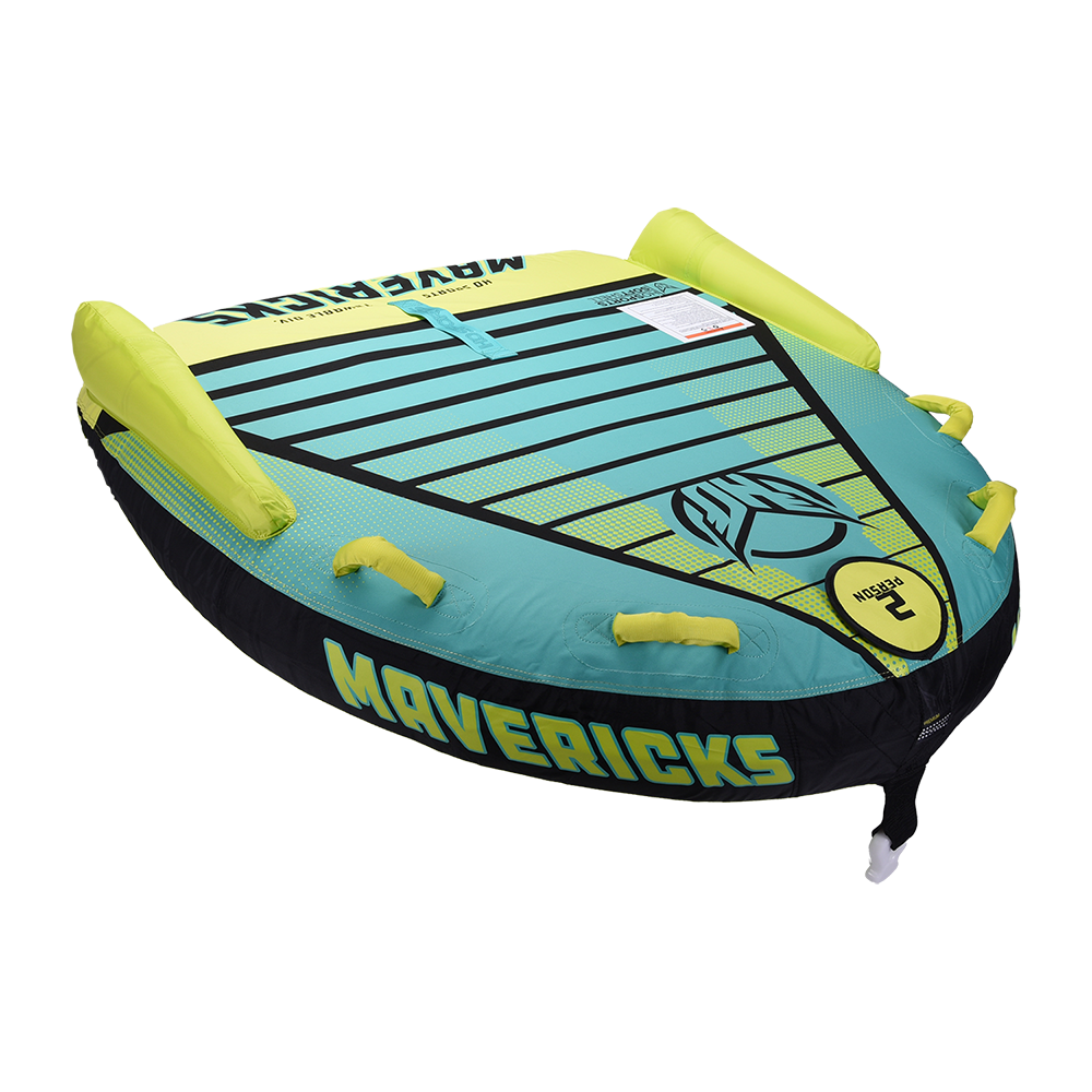 Mavericks 2-person inflatable towable tube in blue and yellow for watersports at Boardstore