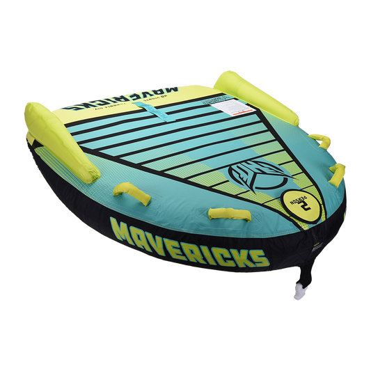 Mavericks 2-person inflatable towable tube in blue and yellow for watersports at Boardstore