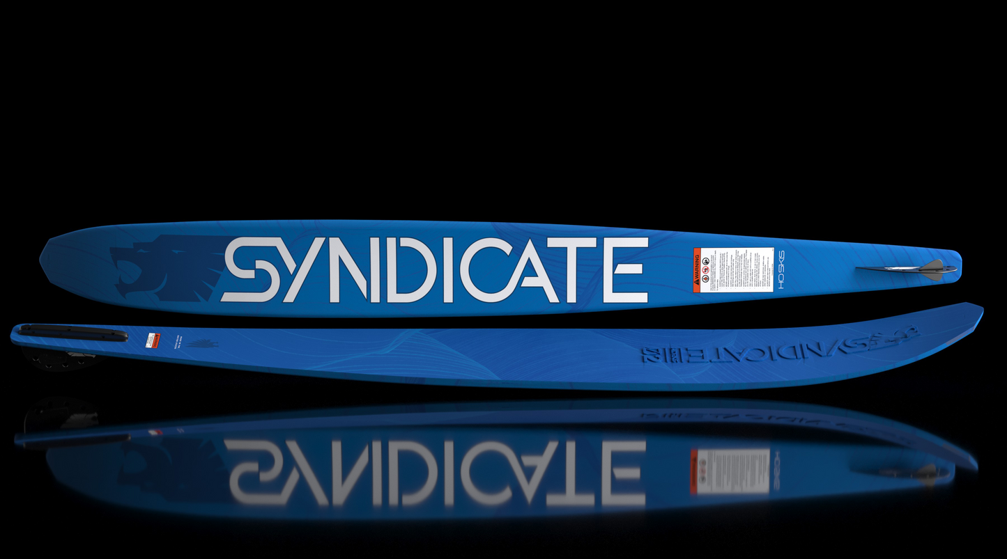 2027 HO Syndicate Works 02 Slalom Ski — side profile with the fin fitted