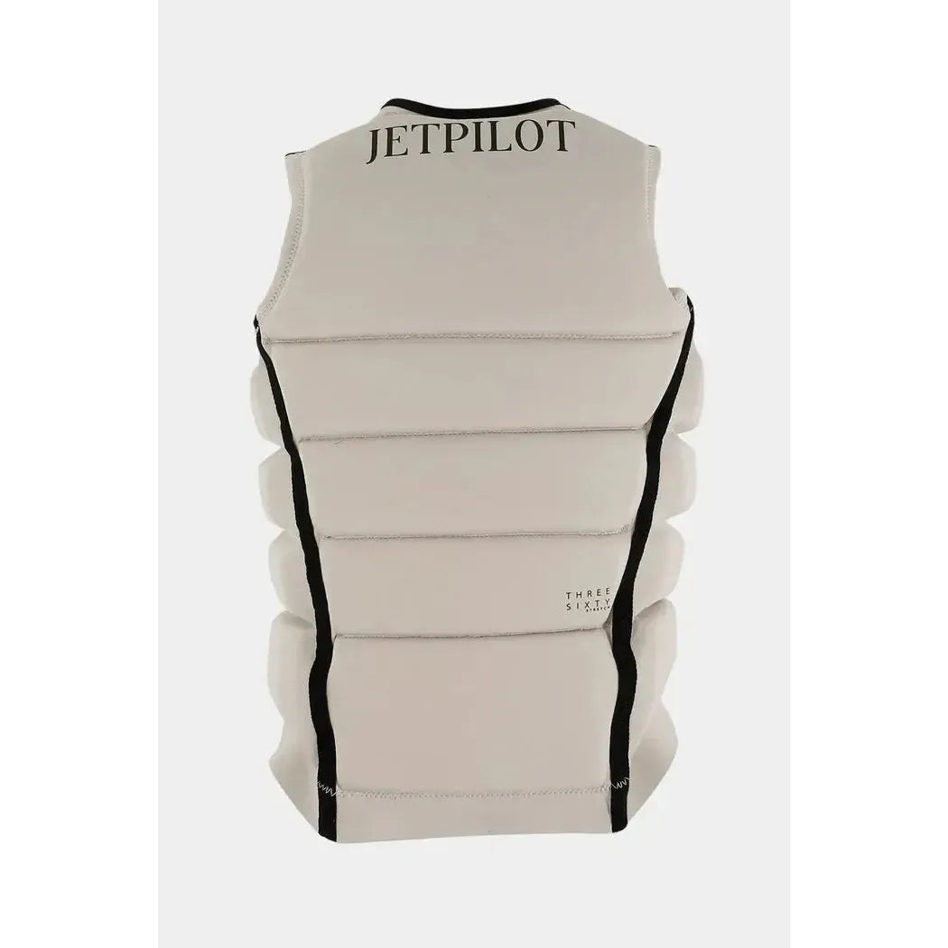 Jetpilot off white wakeboard vest with black trim, displayed on white background