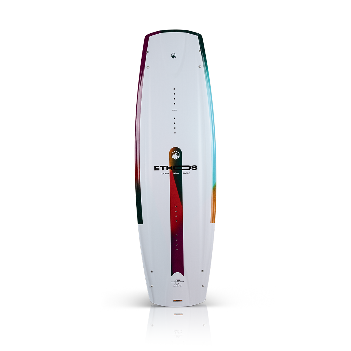 2027 Liquid Force Ethos Wakeboard - topsheet graphic and open sidewall construction
