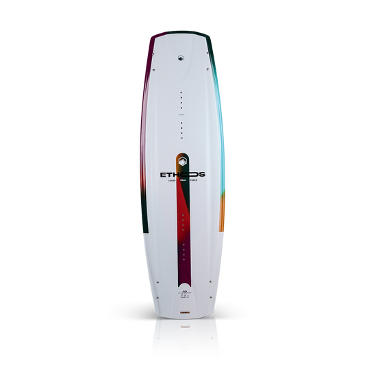 2027 Liquid Force Ethos Wakeboard - topsheet graphic and open sidewall construction