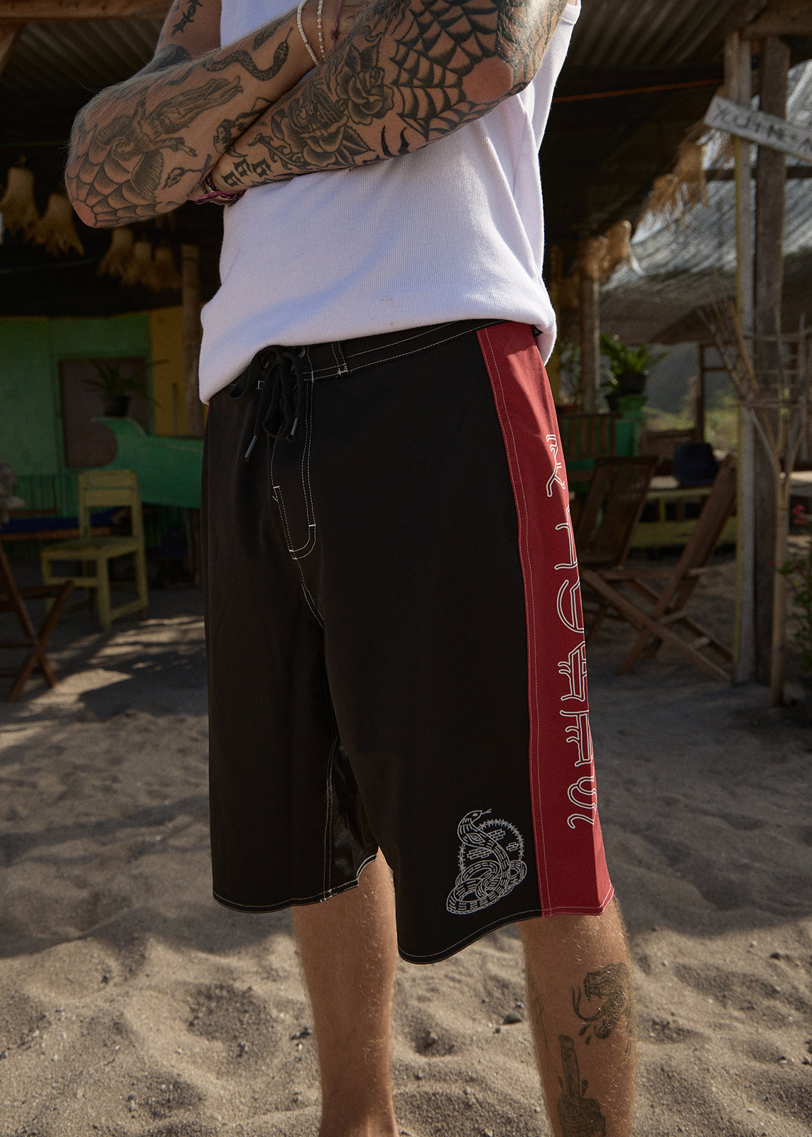 Afends Motor Surf Related V2 Boardshort 22" Black — lifestyle